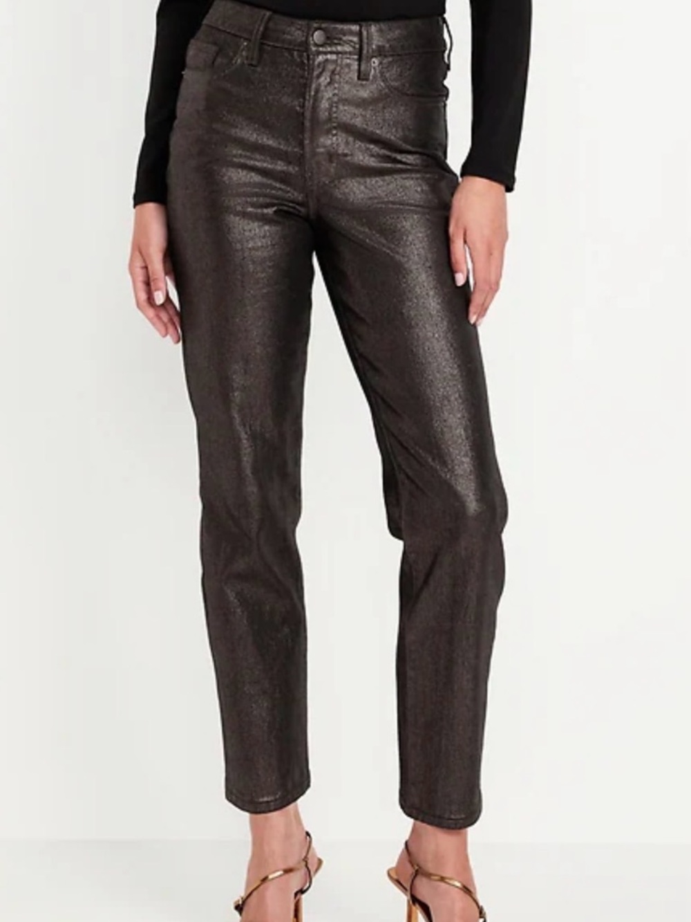 Old Navy Metallic Charcoal Straight-Leg Pants